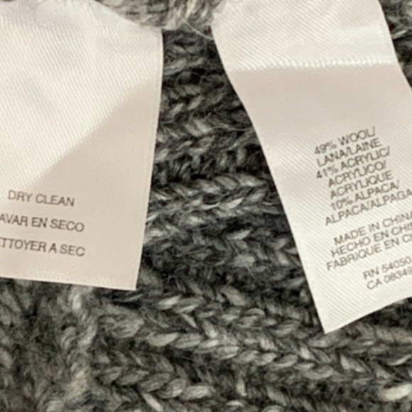 Nine West Chunky BOHO Wool Alpaca Blend Sz L Gray Cardigan Sweater 251A - Picture 6 of 6